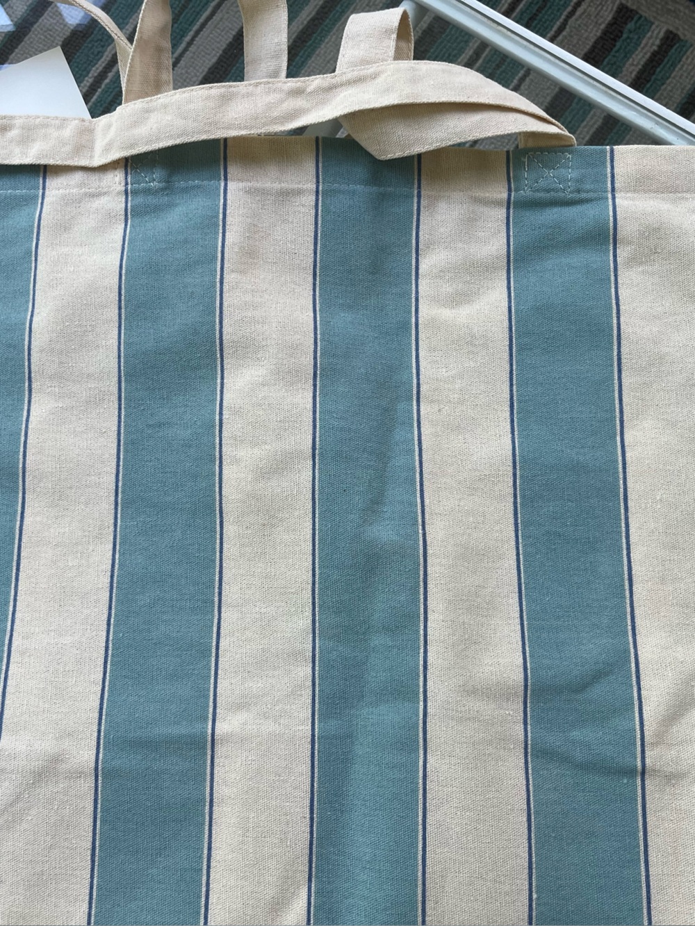 Sézane Blue and Cream Striped Canvas Tote - Picture 5 of 13